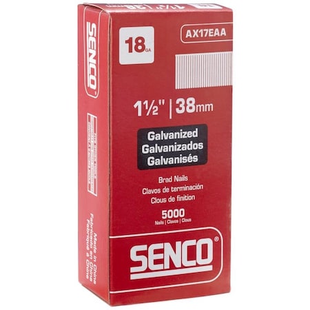 Senco Senco 1-1/2 in. L X 18 Ga. Straight Strip Galvanized Brad Nails 5000 pk AX17EAA